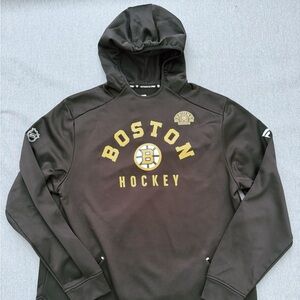 Boston Bruins Fanatics Centennial Lockup Authentic Pro Pullover Hoodie